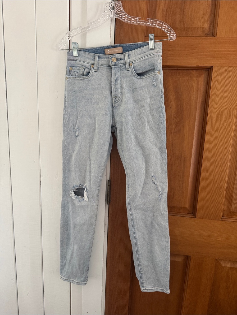 7 For All Mankind Light Wash Blue Skinny Jeans